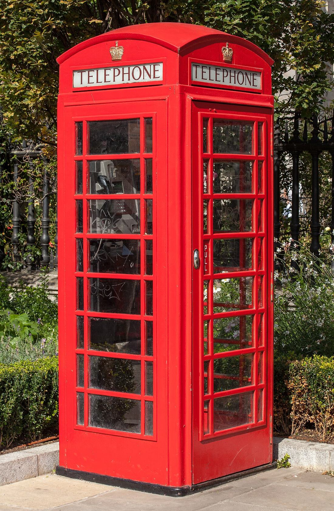 A red telephone box near St Paul's Cathedral