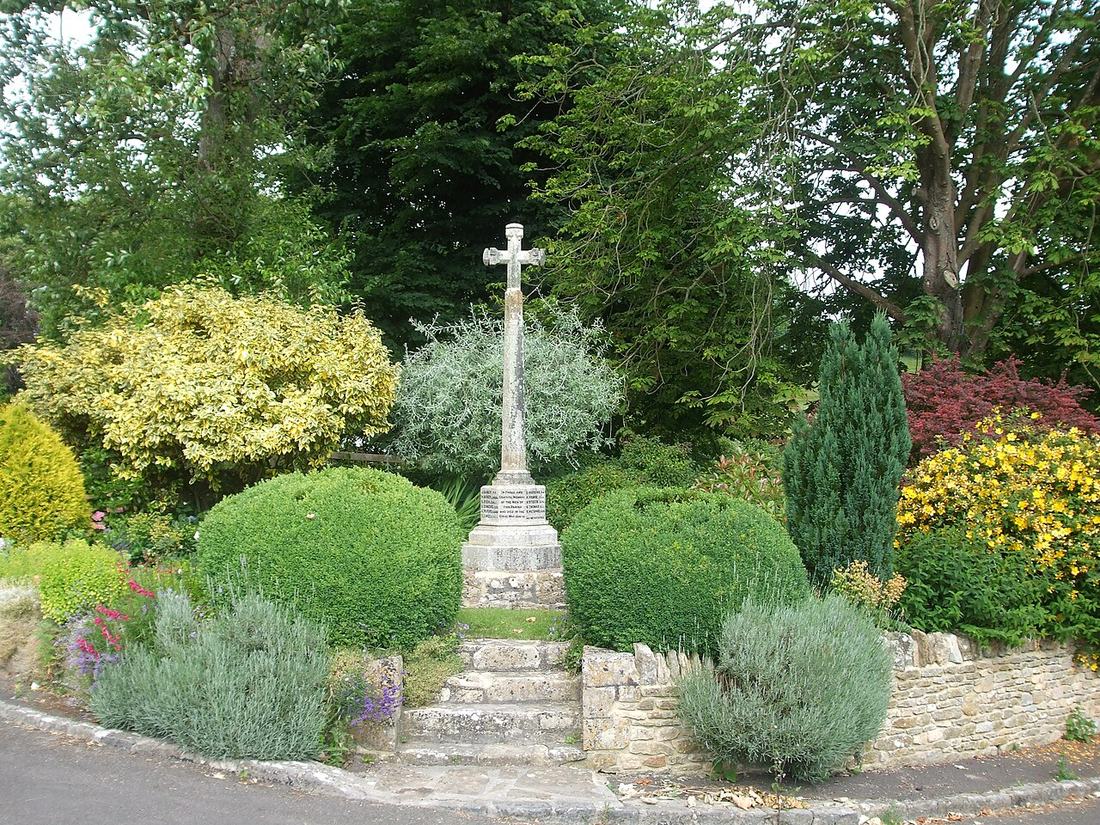 A flower garden at a war memorial